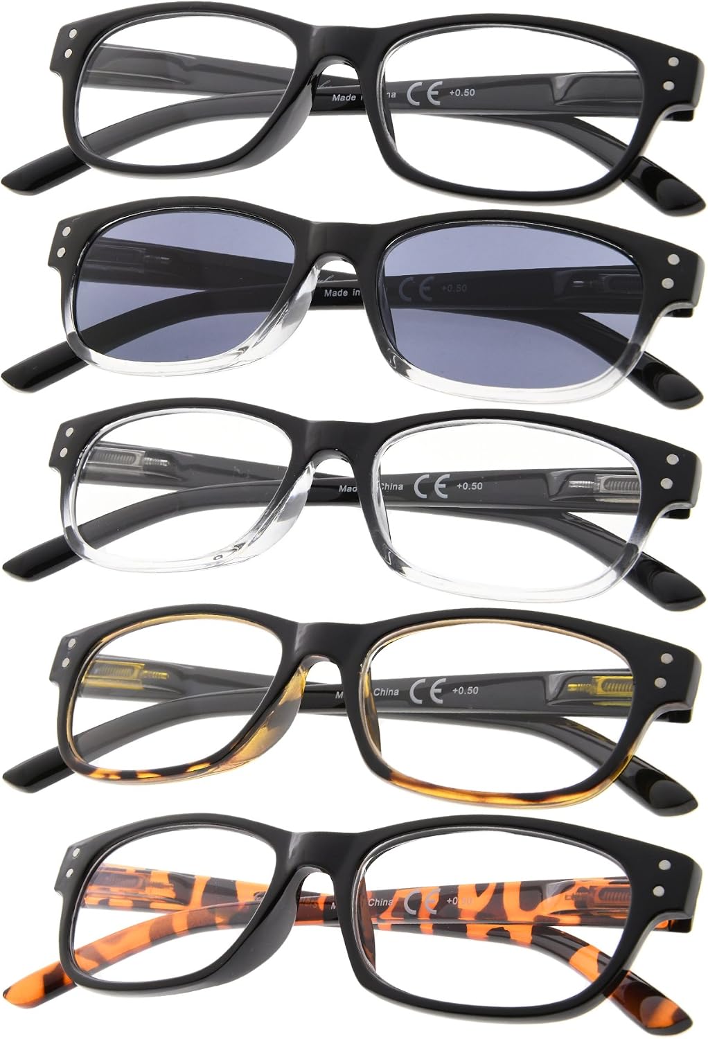 Eyekeeper 5-Pack Spring Hinges Vintage Reading Glasses Includes Sunshine Readers +1.00 - Image 3