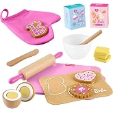 Fisher-Price Wood Barbie Cookie Baking Set | 17 Wooden &amp; Fabric Pieces, Toy Kitchen Pretend Play, Preschool Kids Ages 3+ Years (Amazon Exclusive)