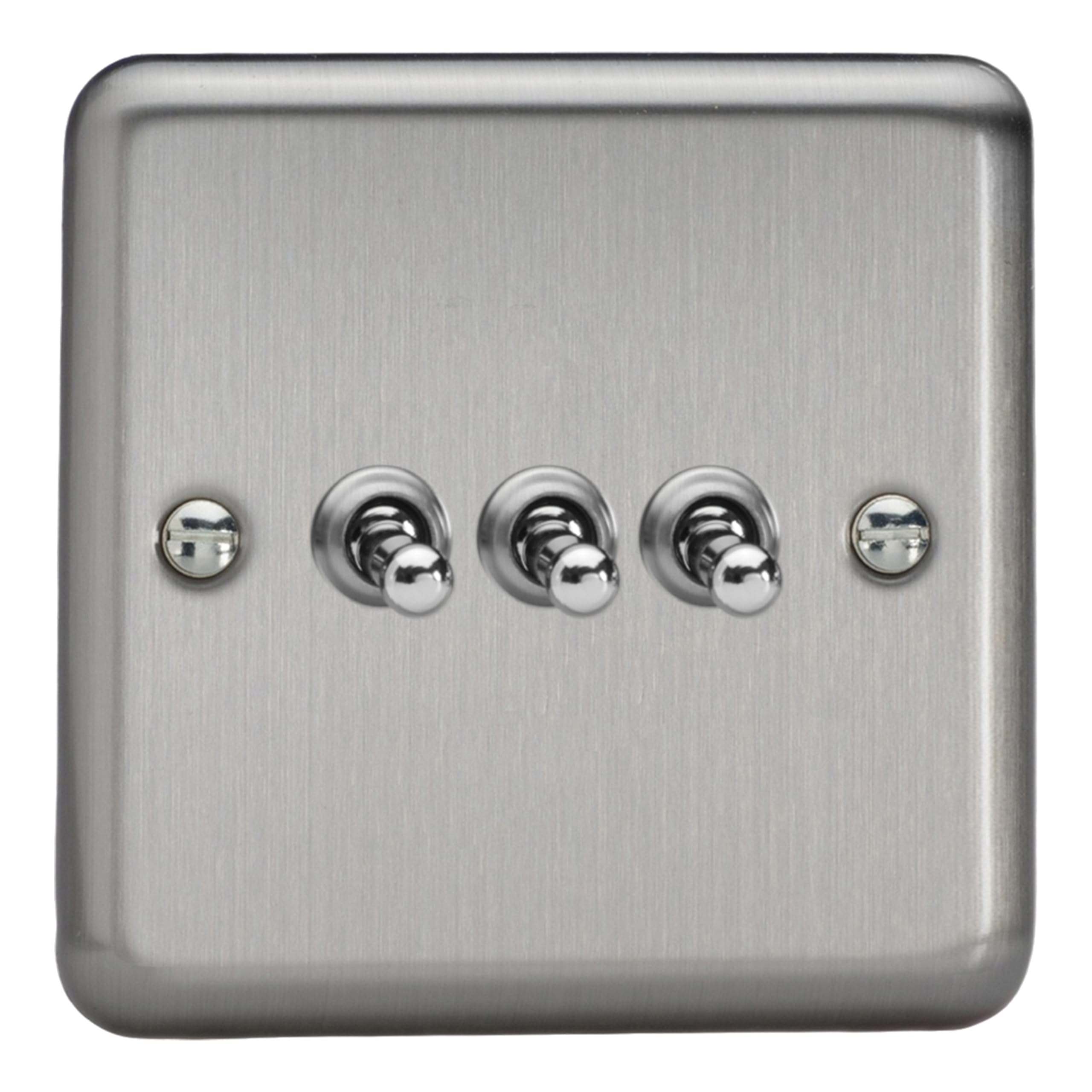 Varilight Triple Light Switch 2-Way - Value Matt Chrome With Chrome Toggles