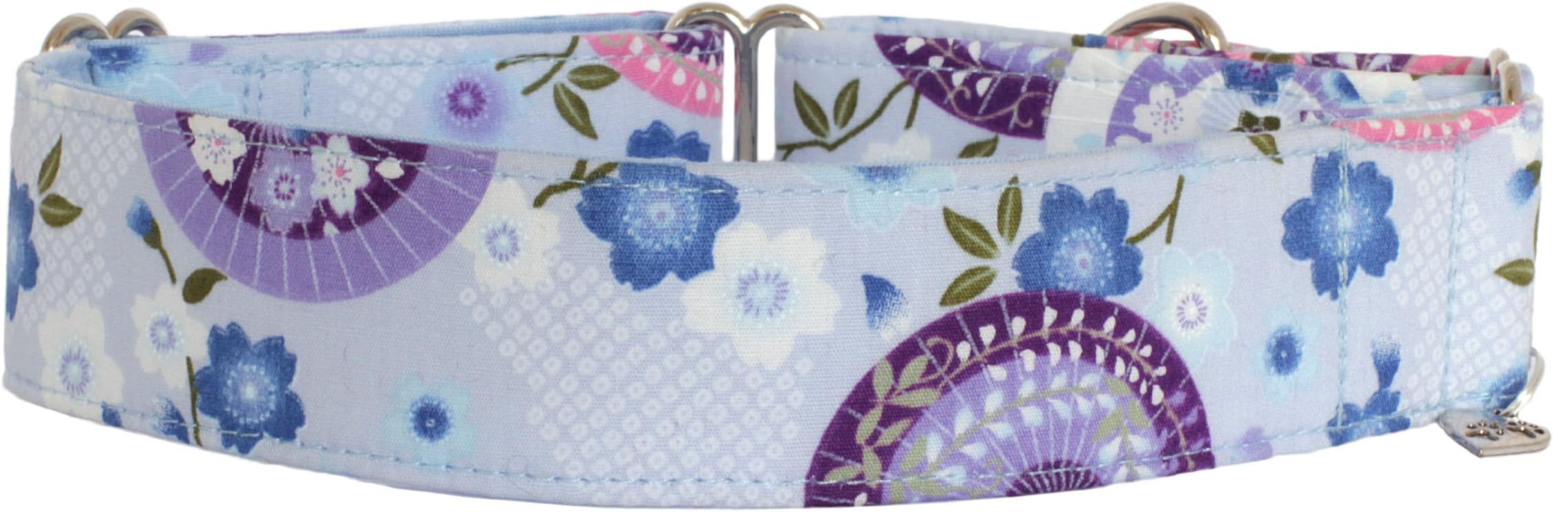 Noddy & Sweets Handmade Adjustable Martingale Collar with Charm [Sakura Fans Lilac M]