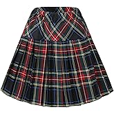 Urban CoCo Women's Elastic Waist Tartan Pleated School Skirt