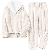Tanming Womens Fluffy Pajamas Set Fleece Pullover Pants Plush Loungewear Sleepwear