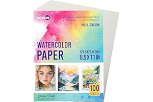 KOVIEDE 100 Sheets Watercolor Paper 8.5x11 Inch 102LB/230GSM Cold Press Practice Paper for Students and Beginners, Acid-Free Heavyweight Art Sheets for Painting, Printing, Scanning & Crafting