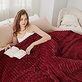 Bedsure GentleSoft Deep Red Fleece Blanket for Couch - Cozy Soft Blankets for Women, Cute Small Throws for Girls, 108x90 Inches