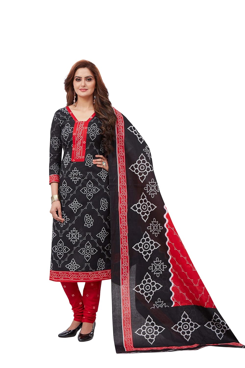 black and red combination dress