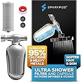 SparkPod Ultra Shower Filter- Shower Head Water Filter & Cartridge- 150 Stage Equivalent, Removes Up To 95% of Chlorine, Heav