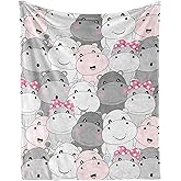 Homieblanket Hippo Blanket for Boys Girls, Cute Hippo Themed Design Printed Throw Blankets for Kids Lap, Chair Sofa, Warm Soft Cozy Blanket, 40"x 50"