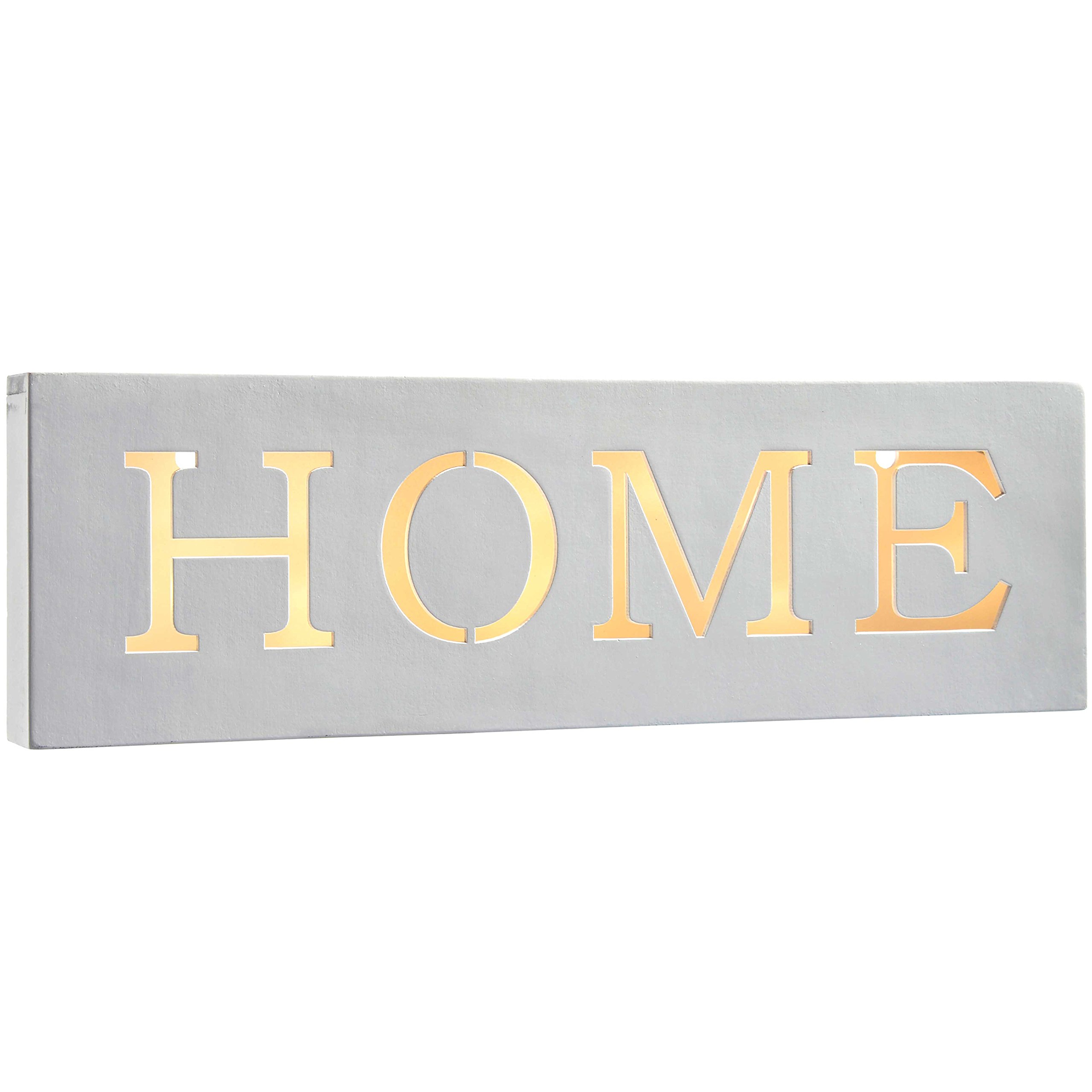 WeRChristmas Pre-Lit LED Home Sign Christmas Decoration, Wood, 38 cm - White