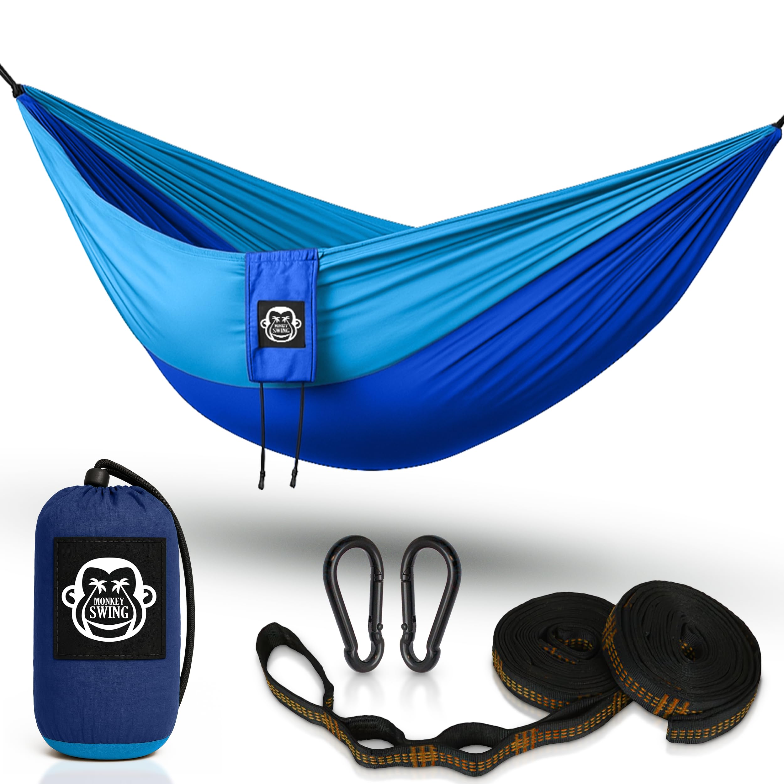 Monkey Swing Ultralight Hammock incl. Carabiners & Heavy-Duty Tree Straps (Up to 300 kg Load, 275 x 140 cm) – Ideal Camping Hammock for Outdoor, Trekking & Travel (Blue) — image 1