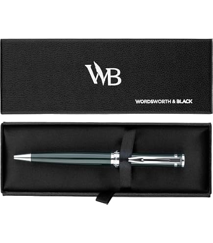 ZenZoi Stylo à Bille De Luxe – Noir Et Chrome – Corps Laiton – Recharges Schneider Incluses