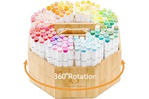 Ohuhu Rotating Marker Organizer for Alcohol Markers, 360-Degree Rotating Bamboo Storage Hold 162 Honolulu& B Alcohol Markers, Pens Pencil Holder with 8 Compartments for Home Classroom Office Decor