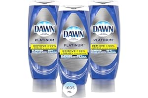 Dawn Platinum EZ-Squeeze Dish Soap Liquid, Dishwashing Liquid, Grease Removal, Upside Down Bottle, Fresh Rain, 3x535 mL, 3ct 