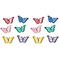 Assorted Colors 12pcs 3D Butterfly Iron On Patches Sew On Embroidered Appliques DIY Motif for Clothing Decoration