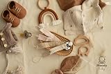 Moody Baby Organic Cotton Muslin Dummy Clips Pacifier Chain 4 Pack Tan Beige view 7