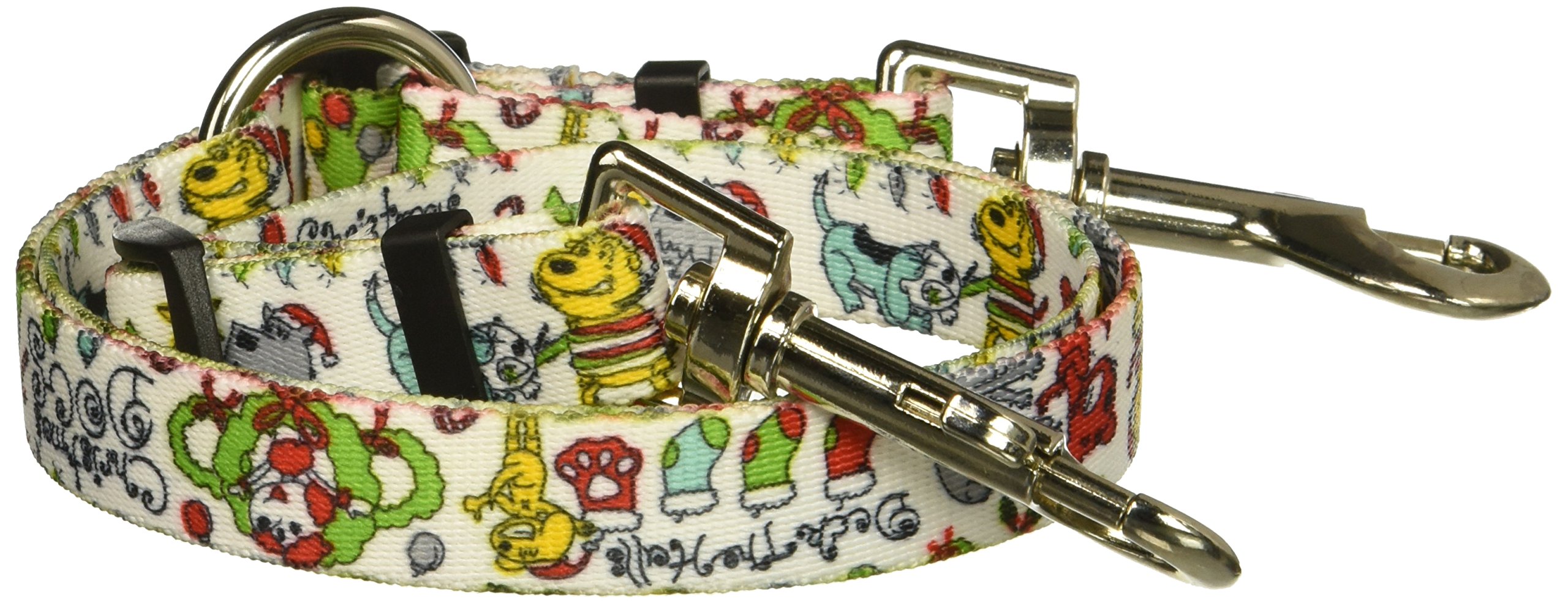 Yellow Dog Design Christmas Dogs Coupler Dog Leash 3/4" Wide And 12 To 20" Long, Medium