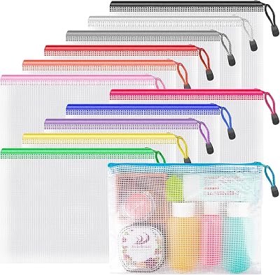 Umriox A5 Plastic Zip Wallets 12 Pack - Waterproof Document Folders