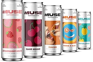 MY MUSE MyMuse Inspired Soda™ – Low Sugar, Low Calorie, Inspired Soda Enhanced with Adaptogens, Antioxidants, Vitamins, and Electrolytes – 12 Pack 12oz Cans, (Variety Pack)