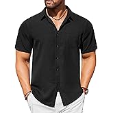 COOFANDY Mens Casual Short Sleeve Shirts Button Down Textured Shirts Summer Beach Shirt with Pocket