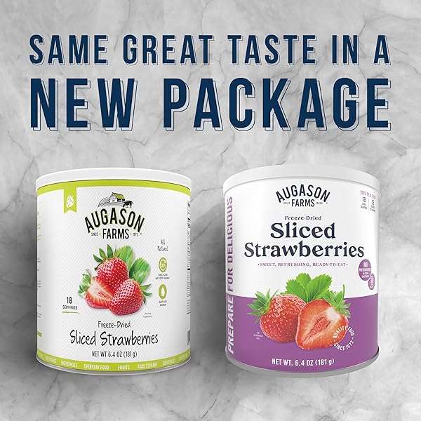 AUGASON FARMS FREEZE DRIED SLICED STRAWBERRIES CAN, EMERGENCY FOOD SUPPLY, EVERYDAY MEALS, 18 SERVINGS