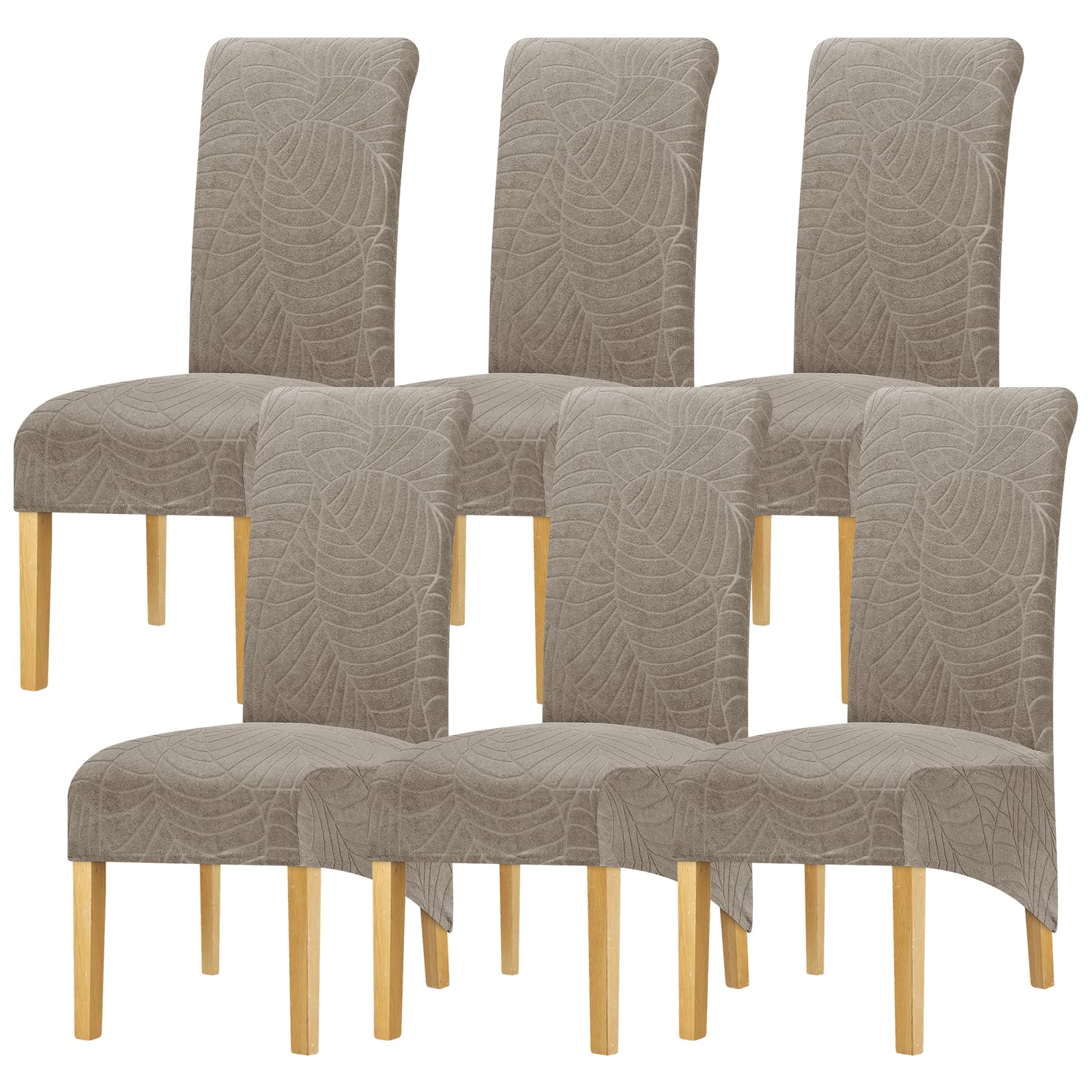 Leorate Large Size Dining Room Hotel Fleece Fabric Stretch Chair Cover Pack 2 4 Pack of 6 (1 Camel, pack of 6)
