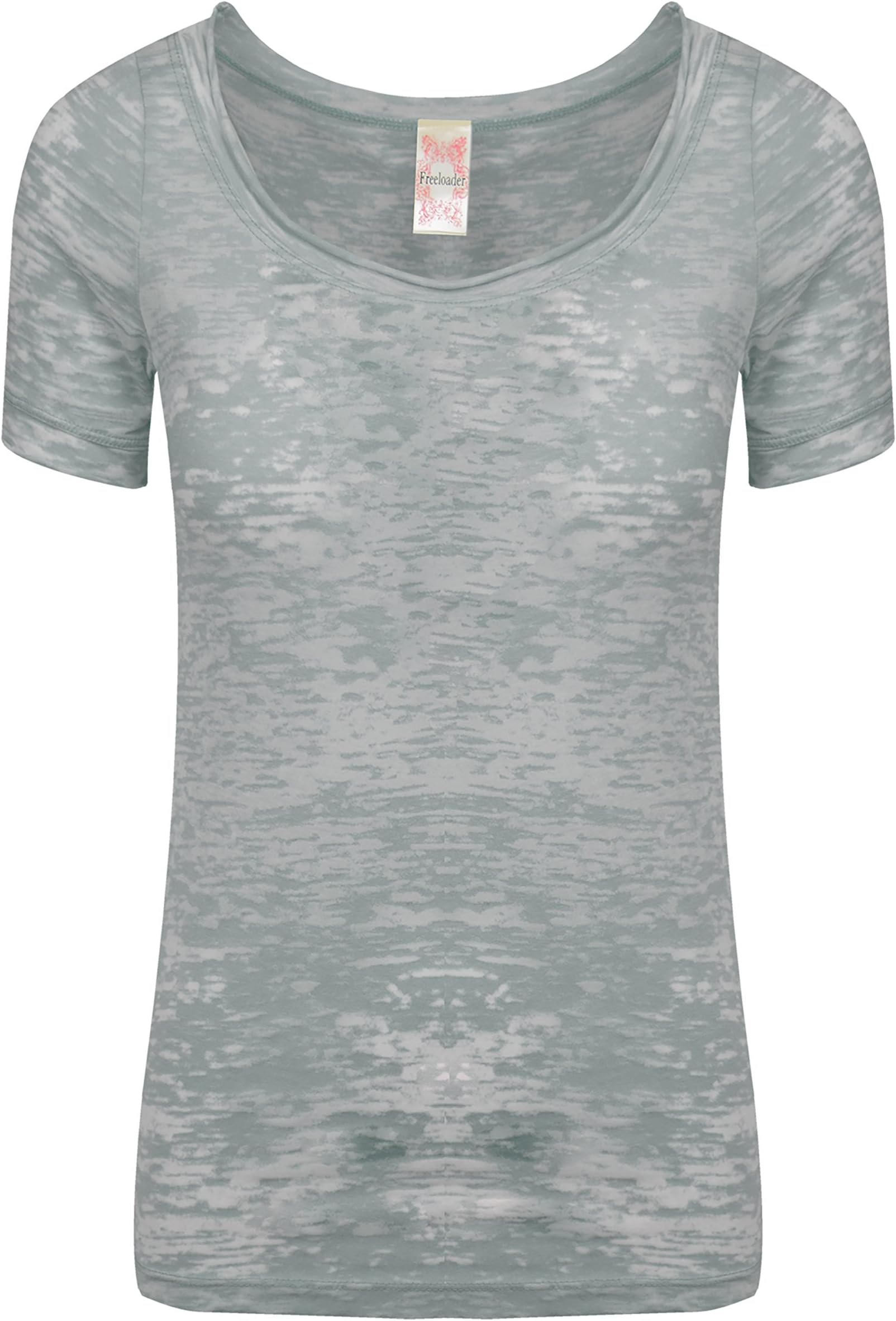 Womens T Shirts-Basic Scoop Neck Tee (Grey)