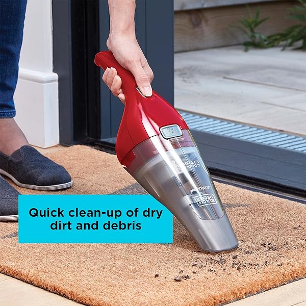 BLACK+DECKER DUSTBUSTER QUICKCLEAN HANDHELD VACUUM, CORDLESS, LIGHTWEIGHT & PORTABLE, ERGONOMIC DESIGN, RED