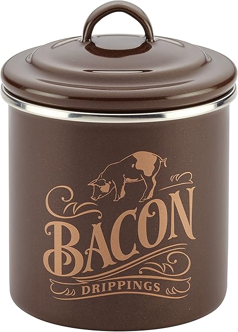 Amazon Com Ayesha Curry Enamel On Steel Bacon Grease Can Bacon Grease Container 4 Inch Brown Kitchen Dining