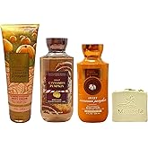 Bath & Body Works Sweet Cinnamon Pumpkin 3 Piece Gift Set - Body Cream, Body Wash and Body Lotion - with a Wild Jasmine Bar Soap
