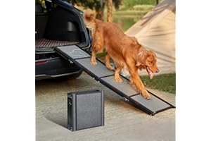 PetThem Dog Ramp for Car 63" Long & 17" Wide Portable Dog Ramps for Large Dogs with Non-Slip Rug Surface Dog Car Ramp for SUV Car & Truck, Folding Dog Ramp Up to 250LBS