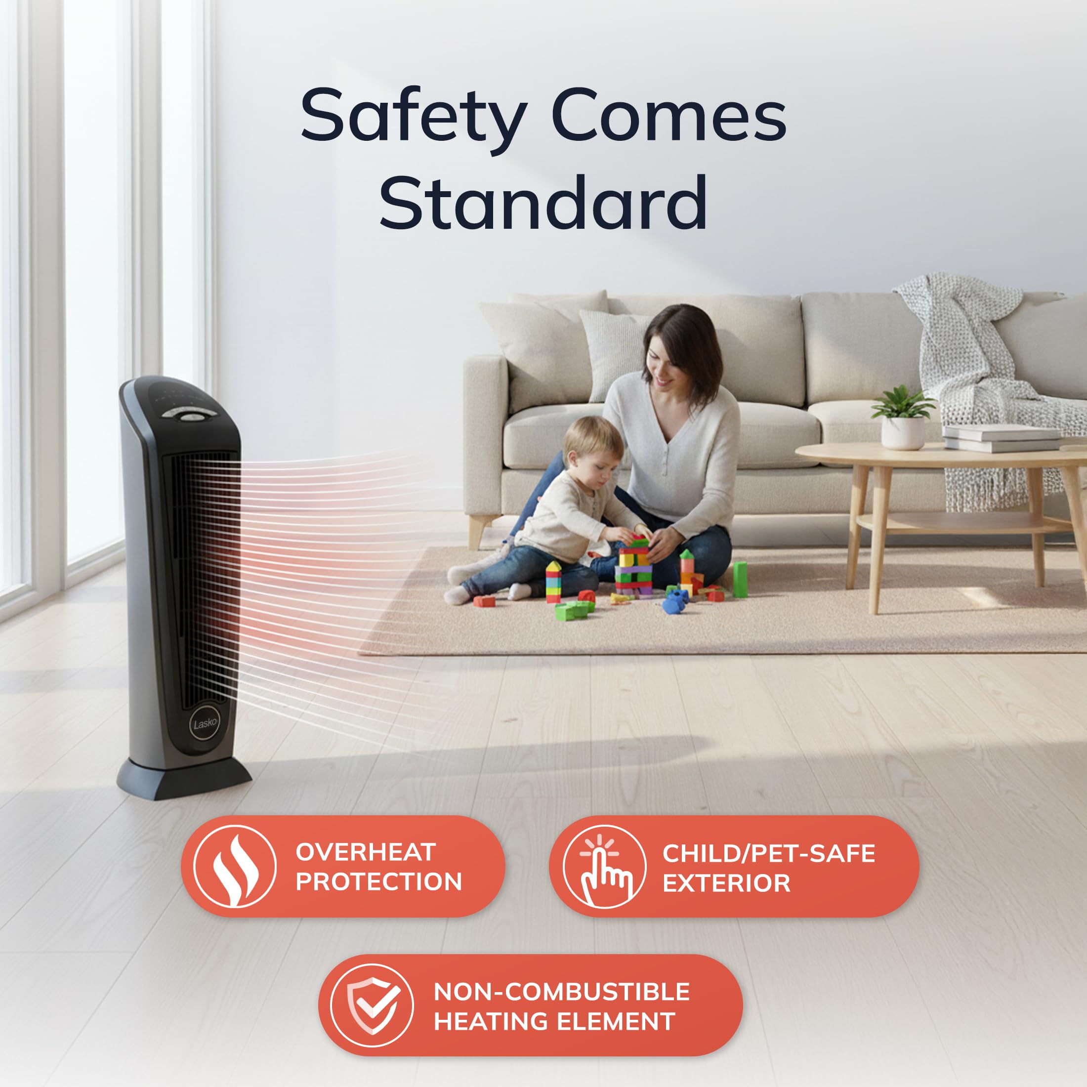 Lasko 1500W Ceramic Tower Space Heater with Remote, Thermostat, Timer & Widespread Oscillation, Portable Electric Heater for Indoor Use, Bedroom & Living Room, 751320