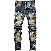 Lanscadran Boy's Skinny Fit Ripped Distressed Destroyed Fashion Washed Denim Jeans Pants