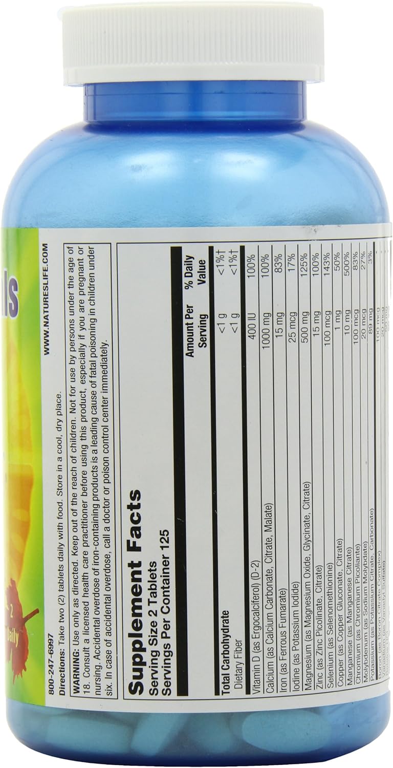Nature's Life Minerals Veg Tablets, Mega, 250 Count: Health & Personal Care