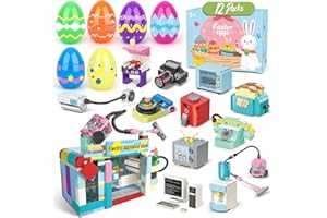 Iabedi 12 Pack Easter Eggs with Toys,Easter Basket Stuffers,Building Blocks,Prefilled Plastic Easter Eggs Gifts for Girls Boys,Party Favors for Kids Classroom,Toys for 3+ Years Old Girls Boys