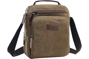 AMJ Messenger Bag for Men, Canvas Crossbody Shoulder Bags Vintage Satchel for Travel Work Business