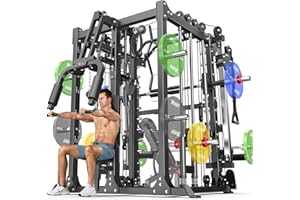 XGSW XINGESIWR Smith Machine Power Rack Multifunctional Power Cage Deep Squat Rack Cable Crossover System Selectable More Training Attachment for Garage & Home Gym