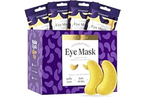 DERMORA Golden Glow Under Eye Patches | Rejuvenating Treatment | Dark Circles, Puffy Eyes, Refreshing, Revitalizing, Travel, Wrinkles | 50 Pairs Eye Gels