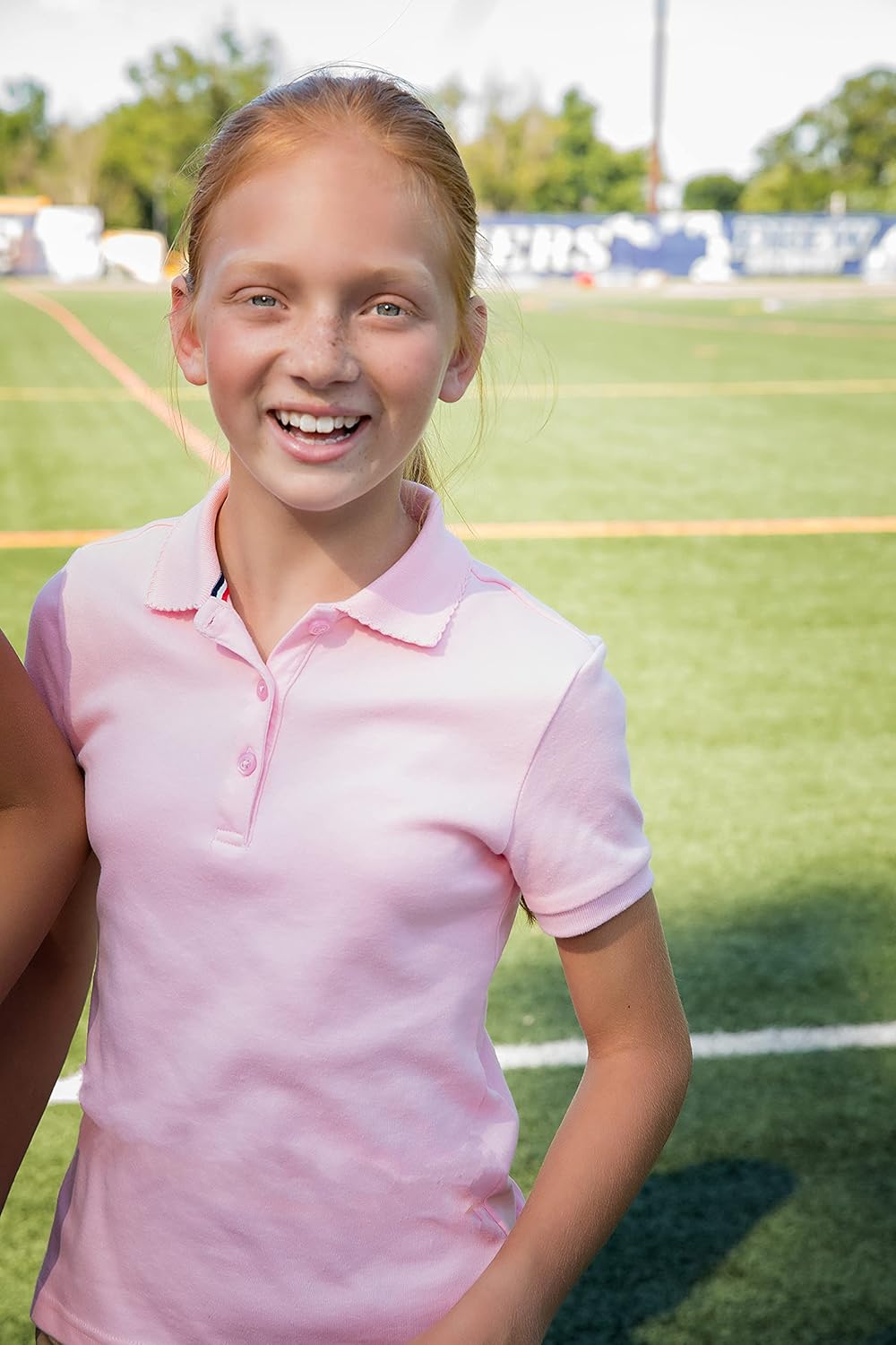 French Toast Girls' Short Sleeve Picot Collar Polo Shirt (Standard & Plus): Clothing
