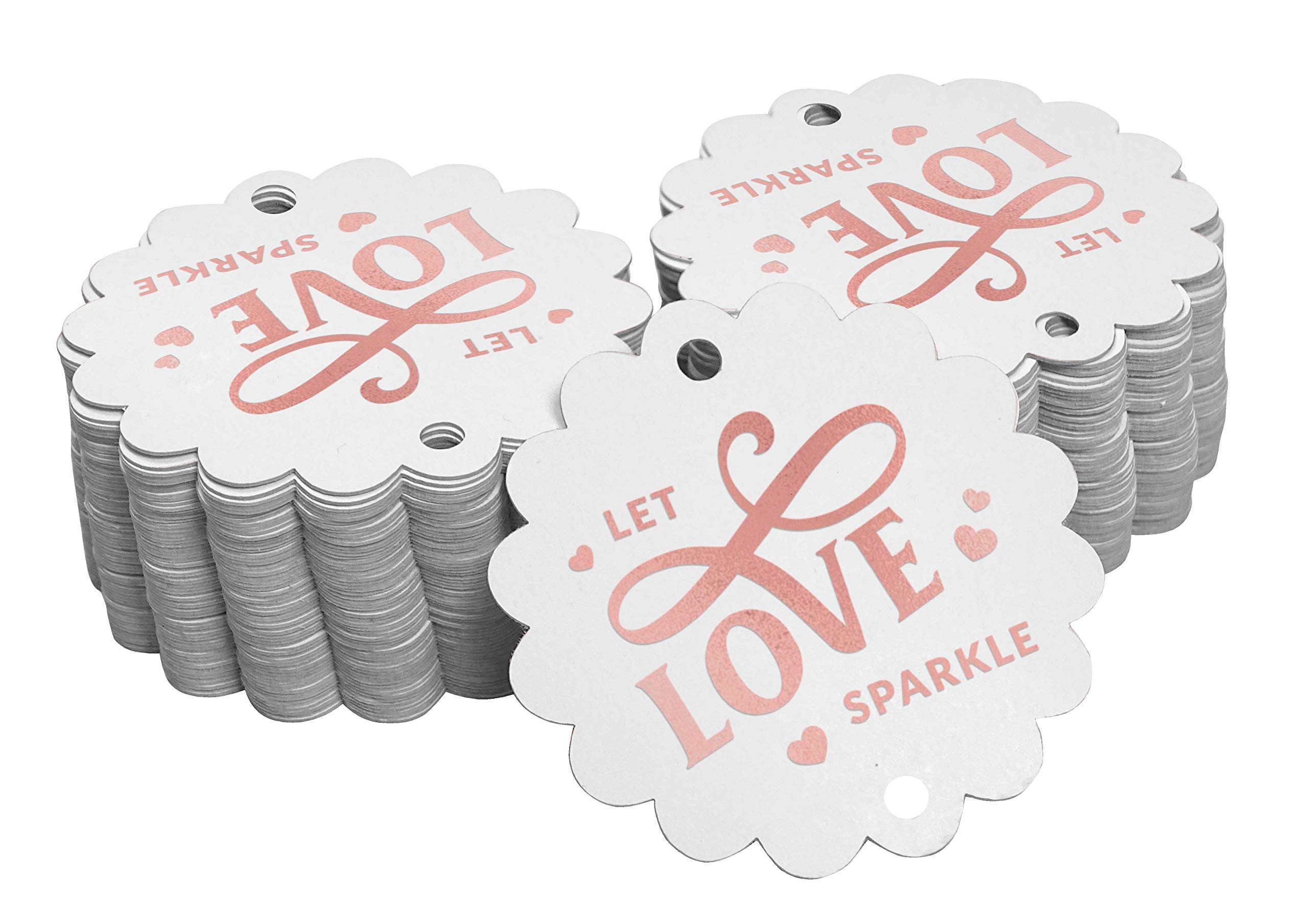Inkdotpot Rose Gold Foil Paper Hang Tags Let Love Sparkle Wedding Favor Tags 50 Pieces