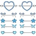 BSJ4U Nipple Rings - Surgical Stainless Steel Gold Silver Pink Blue Purple CZ Heart Butterfly Flower Bow Jewelry - 14 Gauge Nipple Bars and Barbells