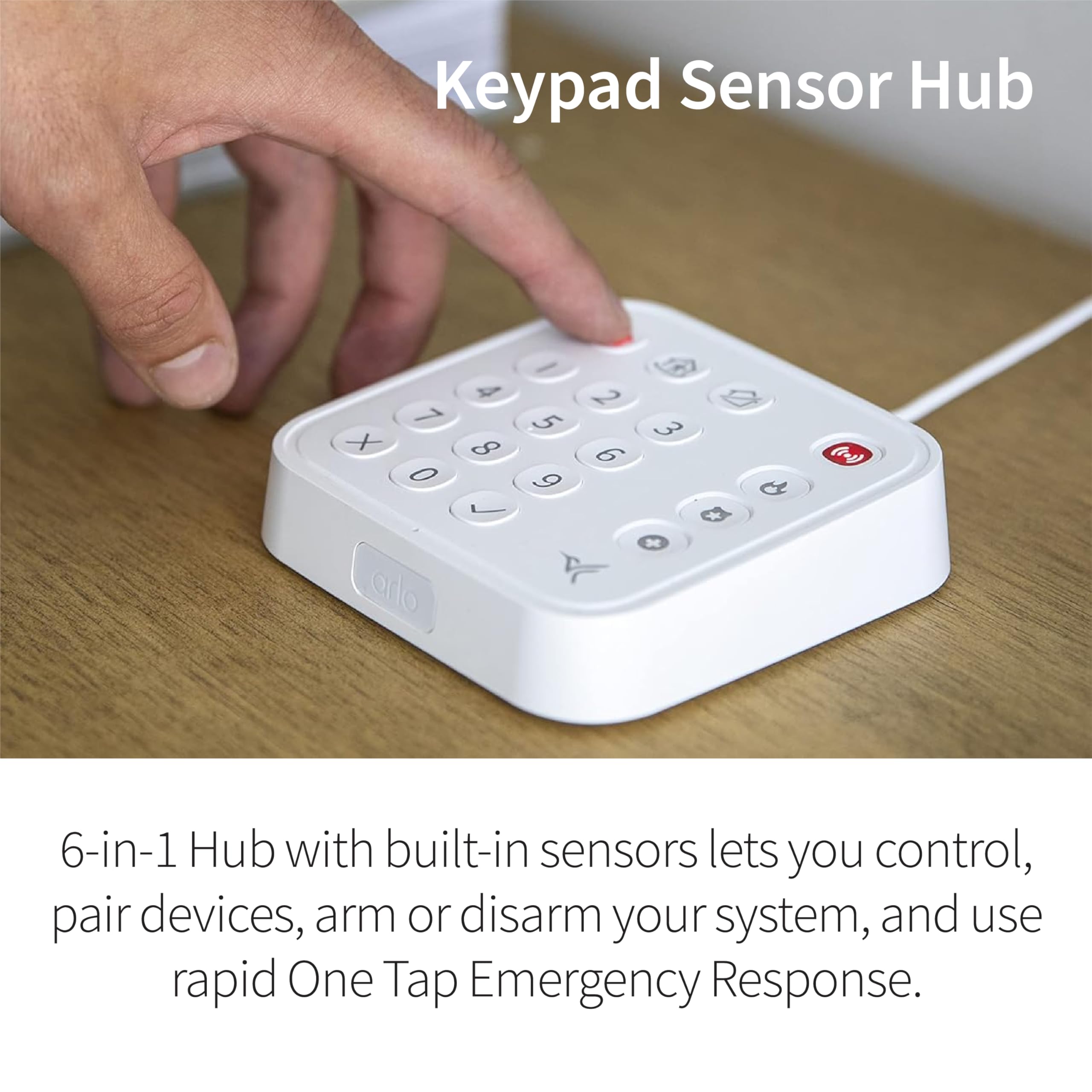 Arlo Home Security System - Wired Keypad Sensor Hub, (2) 8-in-1 Sensors, 24/7 Professional Monitoring- No Contract Required, DIY Installation, Alarm System for Home Security – SS1201, White