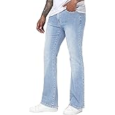 MZNBURAM Men's Flared Jeans Slim Fit Bell Bottom Denim Pants - Stretch Old Money Quiet Luxury Casual Everyday Trousers