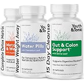 Youth &amp; Tonic 3pk Detox Cleanse Weight Loss, Colon Cleanser, Water Weight | Water Pills Weight Loss, Colon Cleanse, Debloat, 15 Day Cleanse, Body, Gut &amp; Colon Detox, Retention &amp; Metabolism, Women &amp; Men