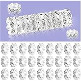 Telooco 100pcs Bead Spacers 12mm White Bulk Silver Spacer Beads Spacer Beads for Jewelry Making,DIY Bracelet Jewelry Making Supplies