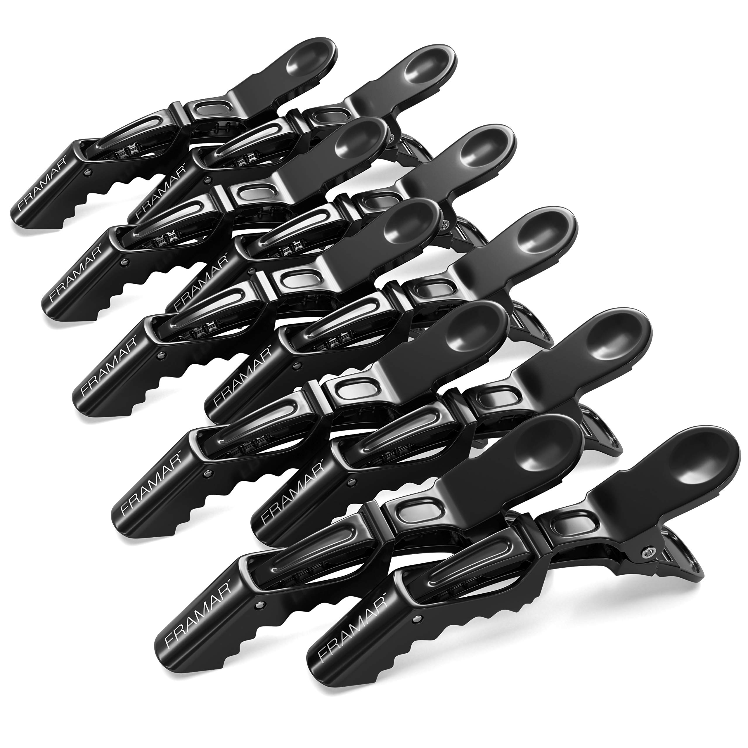 FRAMAR Black Crocodile Clips Hair – Sectioning Hair Clips For Styling, Hairdressing Clips, Black Hair Clip, Hairclips, Strong Grip Without Slipping – 4 Pack