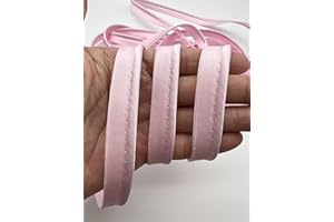 PEPPERLONELY 5 Yards 12mm (1/2 Inch) Polyester Satin Bias Piping Type, Bias Type with Cord, Piping Trim with Cord, Lip Cord Trim for Sewing Clothing Upholstery Trimming - Light Pink