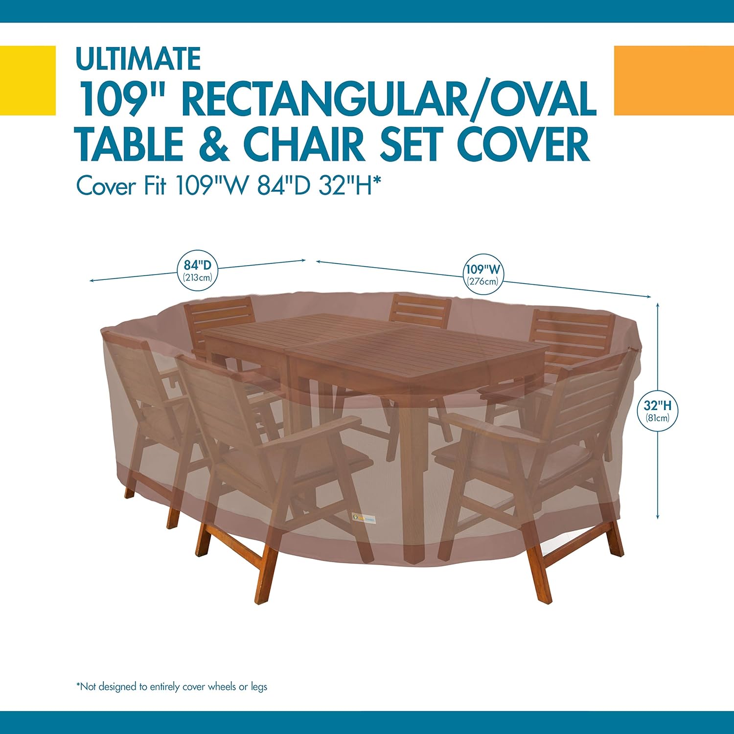 Duck Covers Ultimate Water-Resistant 109 Inch Rectangular/Oval Patio Table with Chairs Cover : Garden & Outdoor