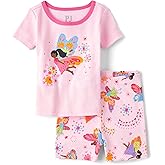 The Children's Place baby-girls And Toddler Girl Short Sleeve Top and Shorts Snug Fit 100% Cotton 2 Piece Pajama Set