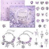 Naler Jewelry Advent Calendar 2026, Xmas DIY Bracelets Making Kit, Purple | 2 Bracelets, 24 Days Christmas Countdown Calendar, Anti-mix Advent Calendar Box, Stainless Steel, Shiny Purple Gem Charms