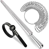 JLPESEAES Ring Sizer Measuring Tool Kit, 3-Tool Ring Size Measurement Set with Ring Mandrel, 27 PCS Steel Ring Gauge, Reusable Finger Sizer 1-17, US Ring Size 0-13 with Magnifying Glass