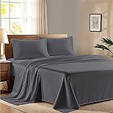Ashton Sheets 100% Egyptian Cotton Queen Size Sheet Set - 600 Thread Count Egyptian Cotton Sheets Set for Queen Size Bed (4 Pc, Dark Grey), Soft, Cooling, Luxury Hotel 16" Deep Pocket Sateen Bedsheet